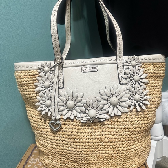 Retired Brighton Cream and Wicker Floral Tote Bag With Dustbag - Picture 2 of 16